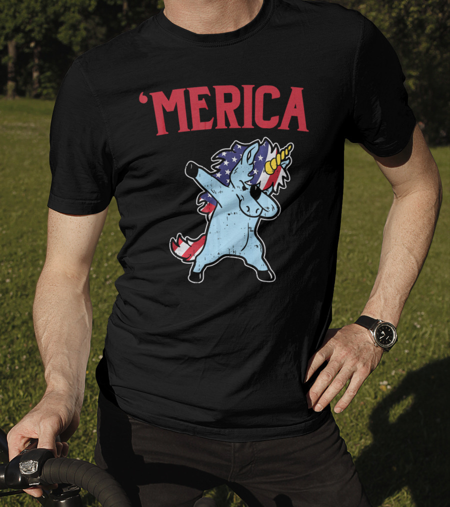 'Merica Unicorn Dabbing Americorn U T-Shirt