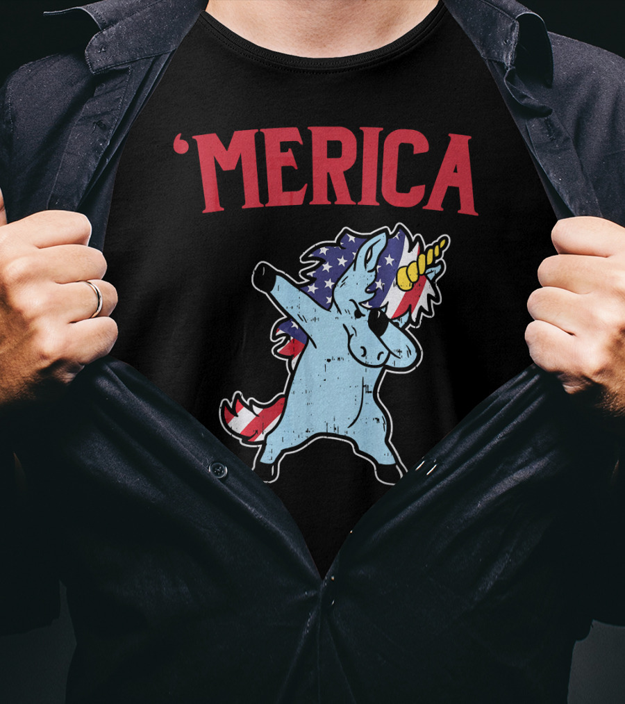 'Merica Unicorn Dabbing Americorn U T-Shirt