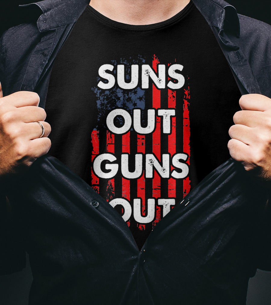 Suns Out Guns Out USA Flag Suns T-Shirt