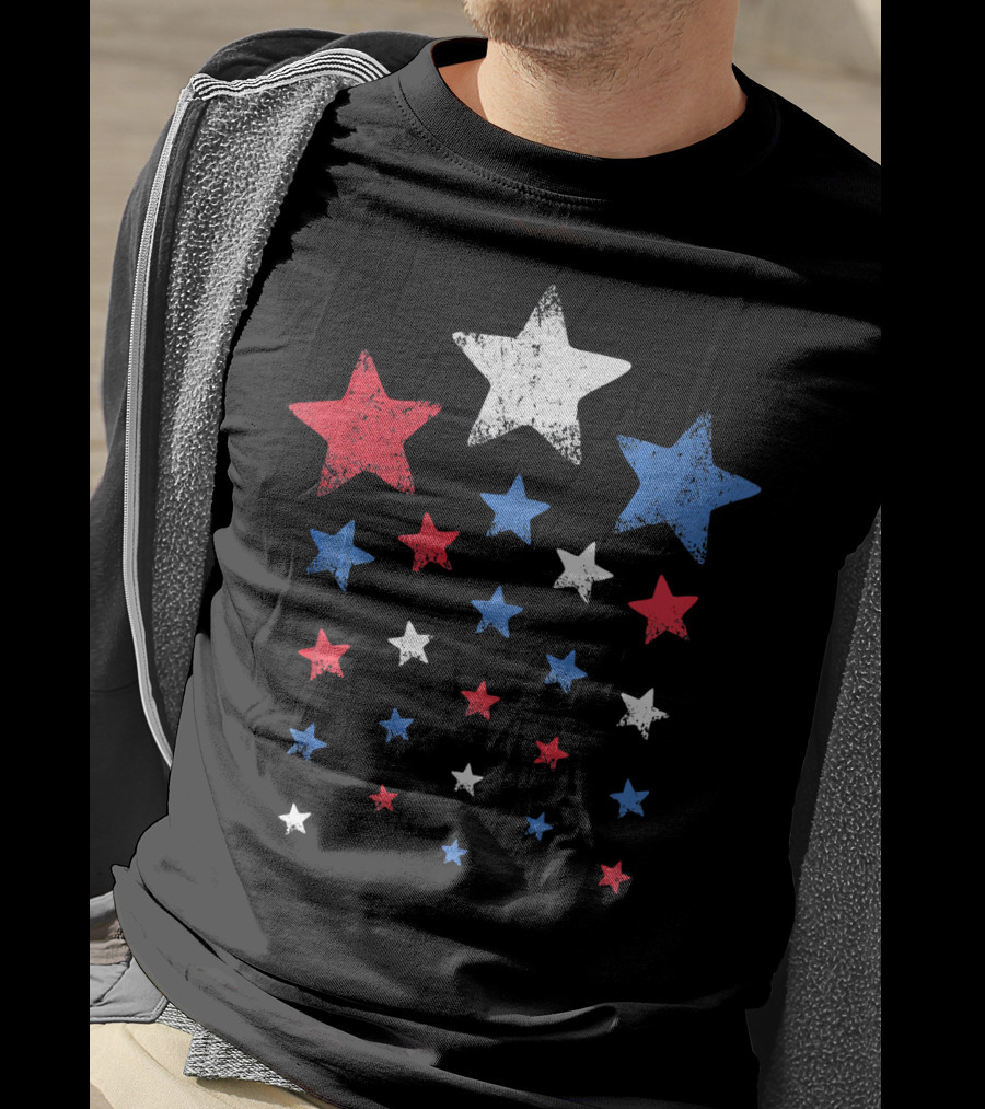 New Years Eve Patriotic Red White Blue Stars T-Shirt