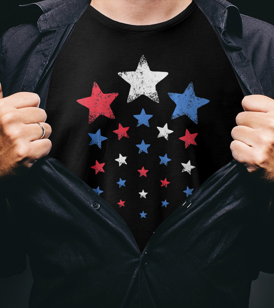 New Years Eve Patriotic Red White Blue Stars T-Shirt