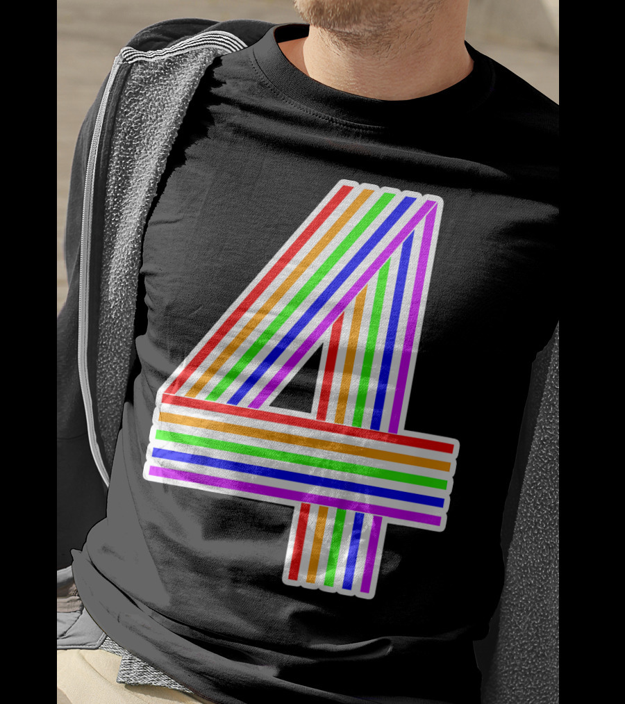 Kids Happy Family Clothing Rainbow Number 4 T-Shirt