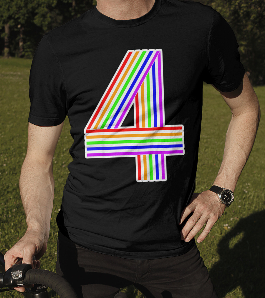 Kids Happy Family Clothing Rainbow Number 4 T-Shirt