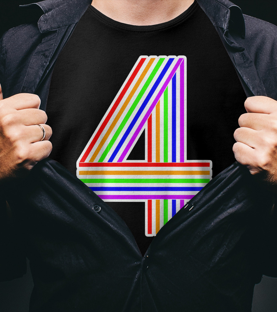 Kids Happy Family Clothing Rainbow Number 4 T-Shirt