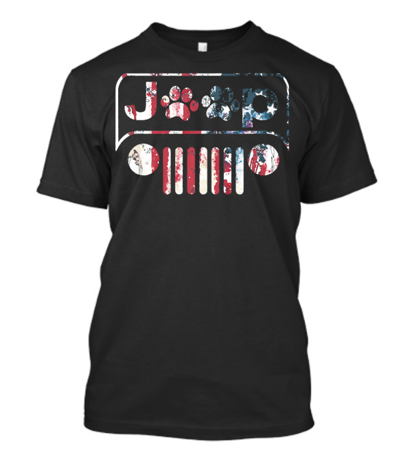 Jeeps Lover 4th Of July With Flag Paws T-Shirt