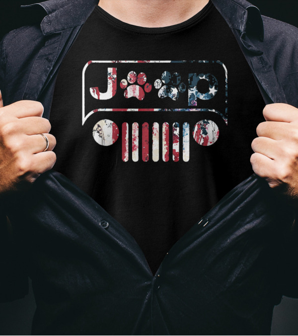 Jeeps Lover 4th Of July With Flag Paws T-Shirt
