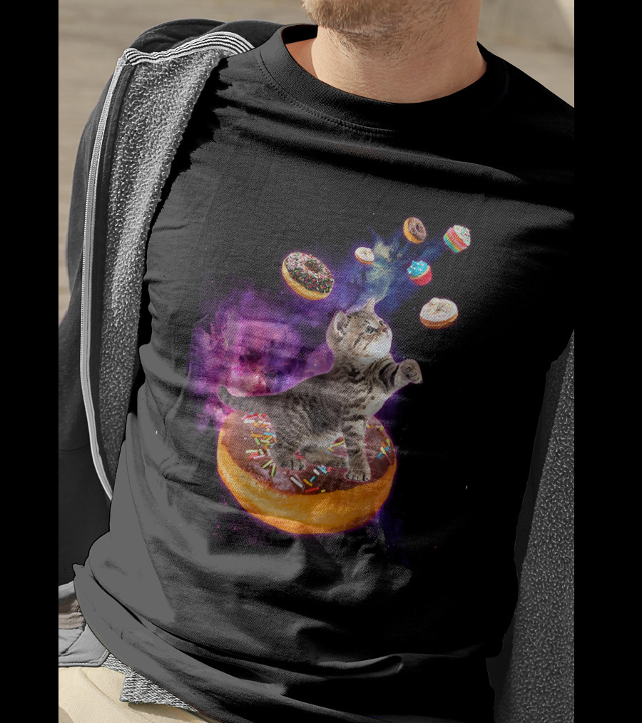 Abyssinian Cat Floating In Space With Donuts Kit T-Shirt