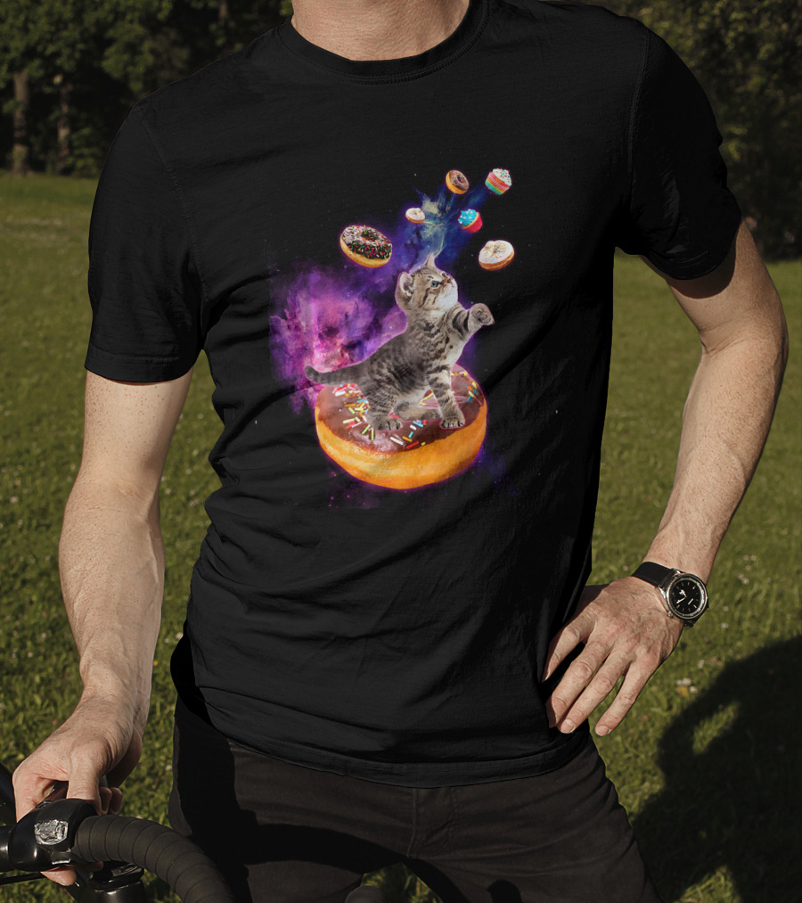 Abyssinian Cat Floating In Space With Donuts Kit T-Shirt