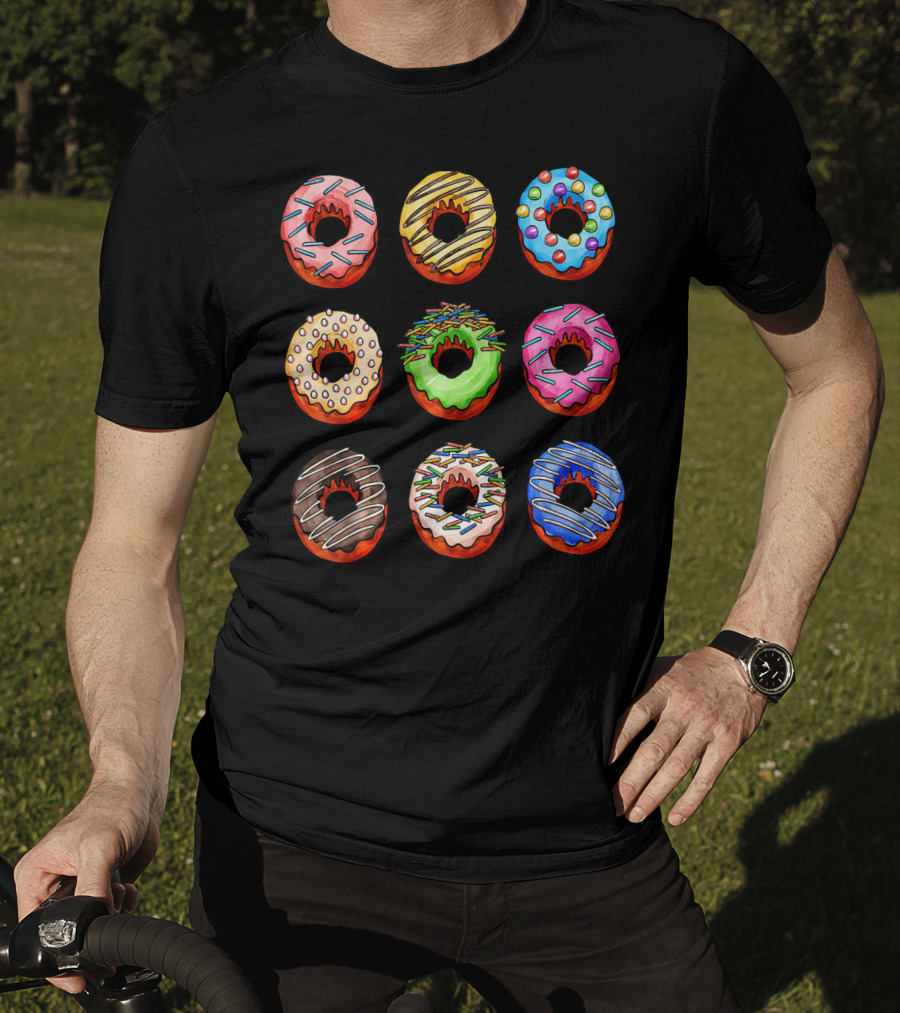 Funny Tasty Big Pack Donuts Bakery Multicolor Desserts T-Shirt