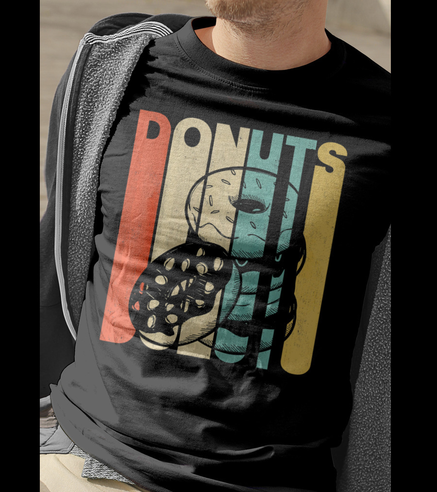Vintage Retro Donuts Striped T-Shirt