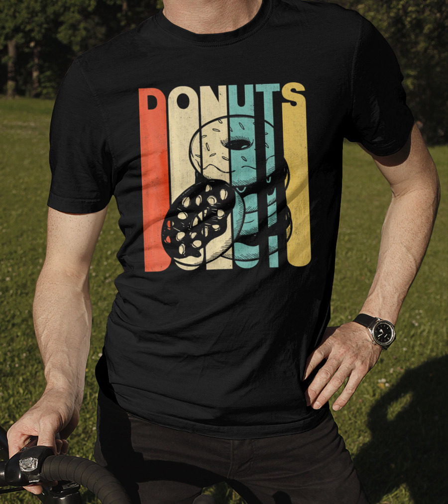 Vintage Retro Donuts Striped T-Shirt
