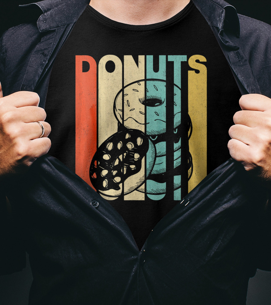Vintage Retro Donuts Striped T-Shirt