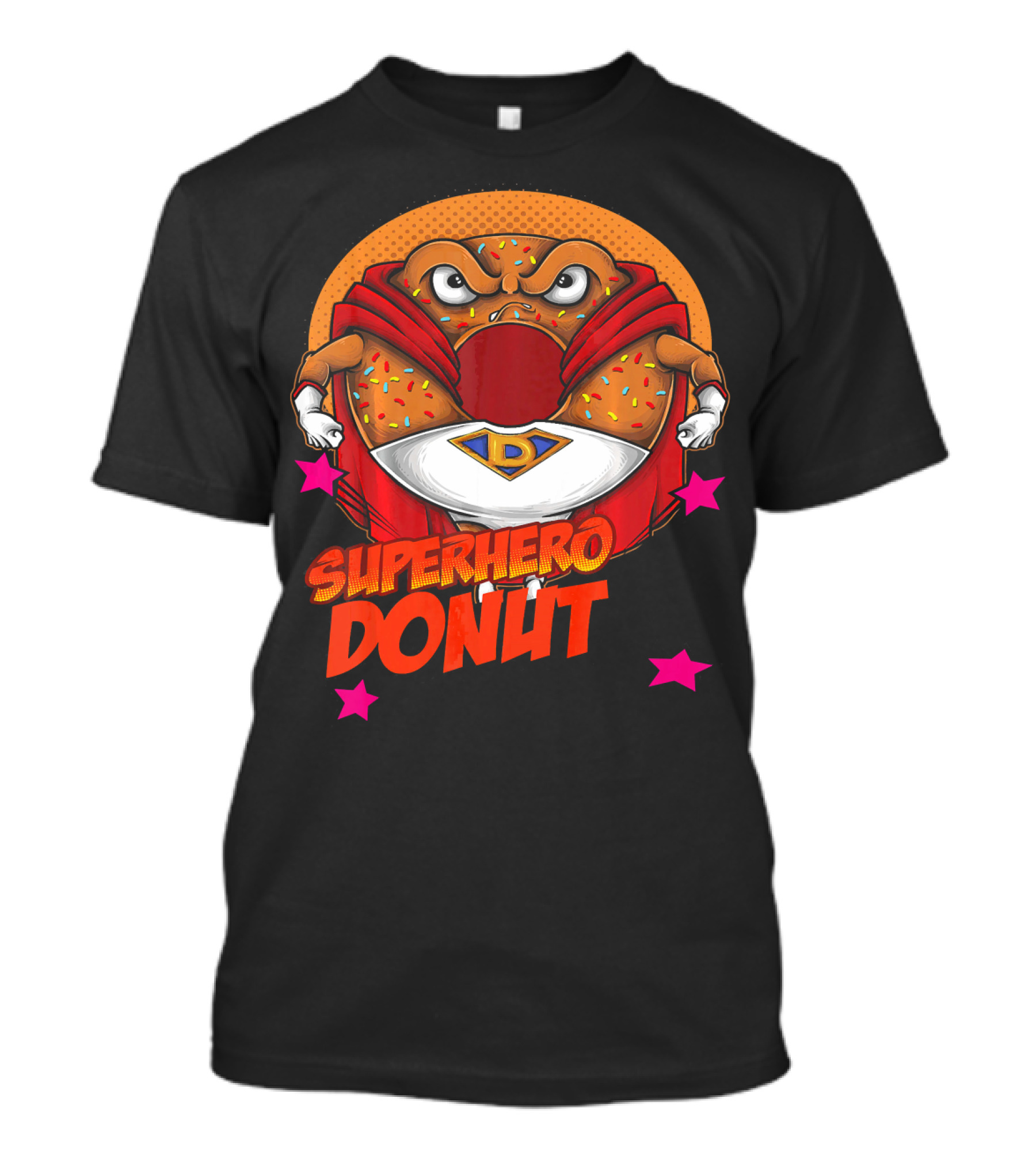 Superhero Donut I Love Donuts SuperDonut Comic Style Fun T-Shirt