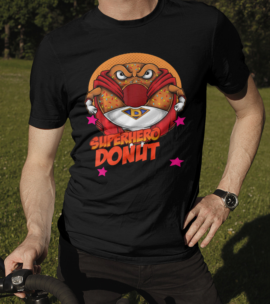 Superhero Donut I Love Donuts SuperDonut Comic Style Fun T-Shirt