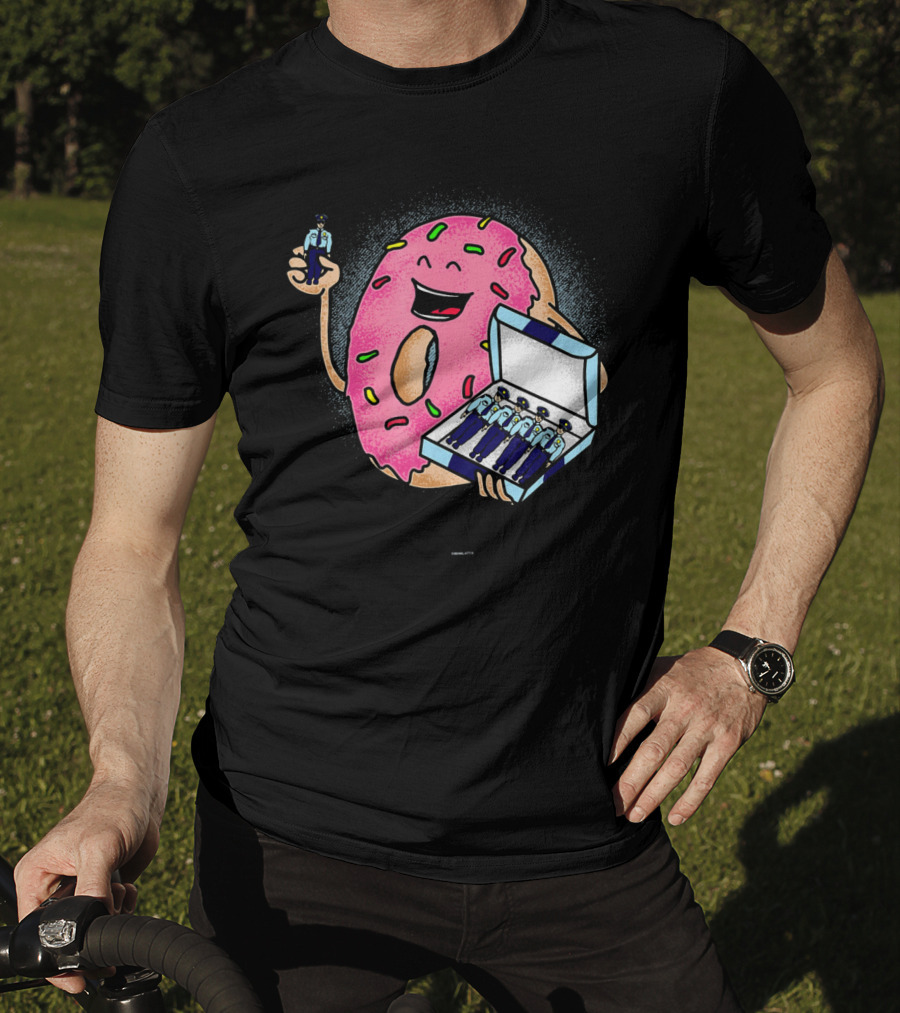 Funny Donut Holding Mini Cops With Sprinkles T-Shirt