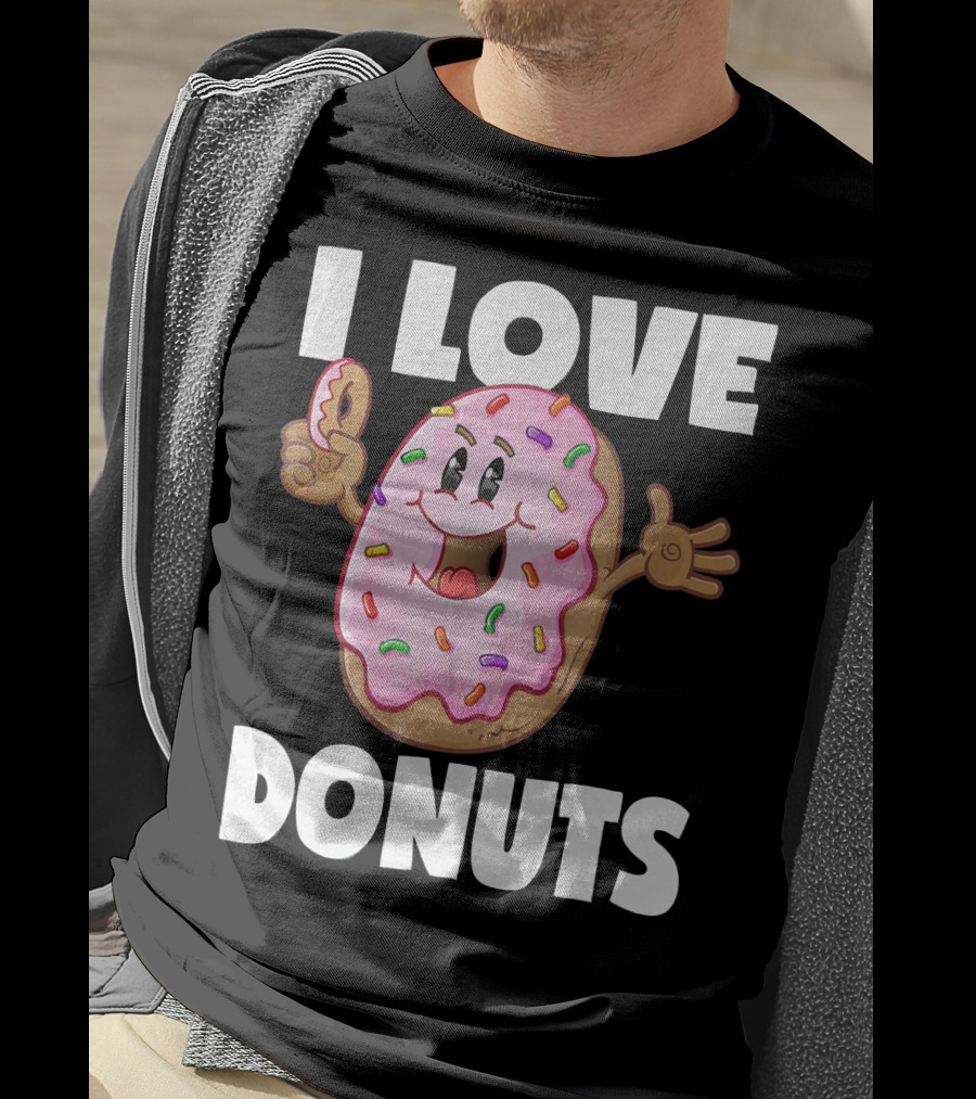 I Love Donuts Funny Vintage Baked Fried Pink Frosted Sprinkles T-Shirt