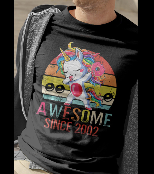Awesome Unicorn Dabbing Donut Since 2002 T-Shirt