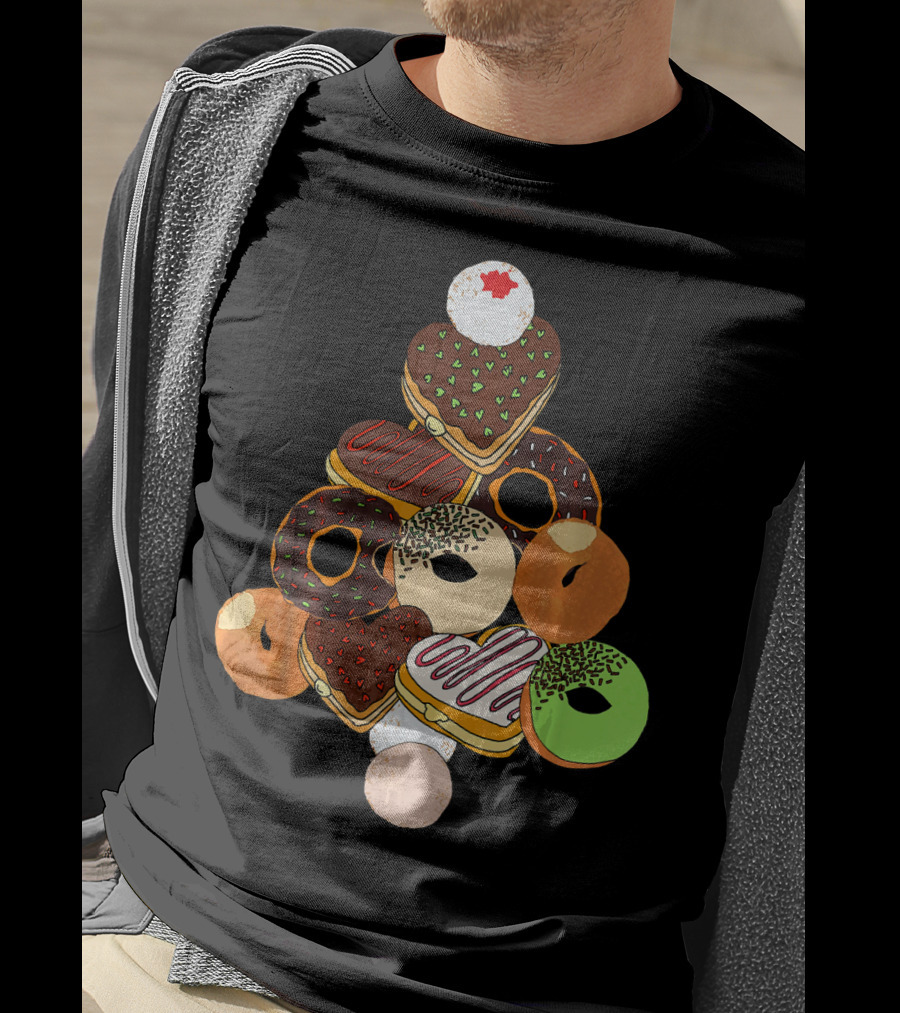 Christmas Tree Made Of Festive Holiday Donuts T-Shirt