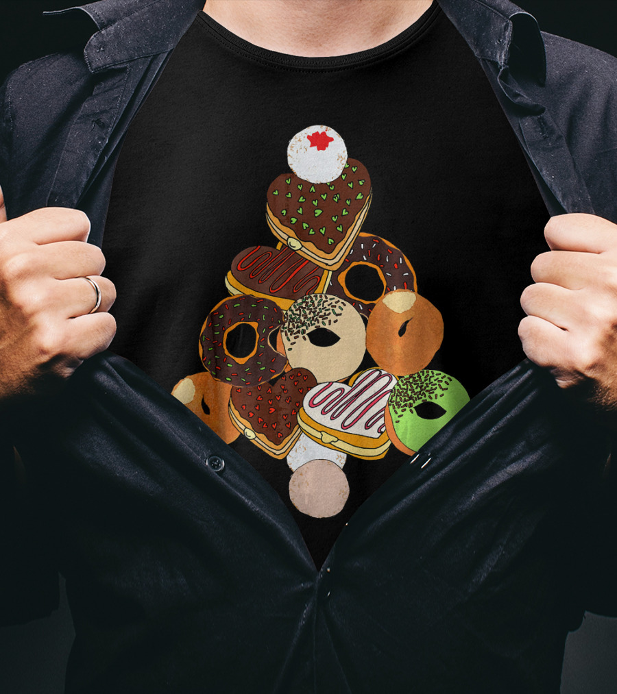 Christmas Tree Made Of Festive Holiday Donuts T-Shirt
