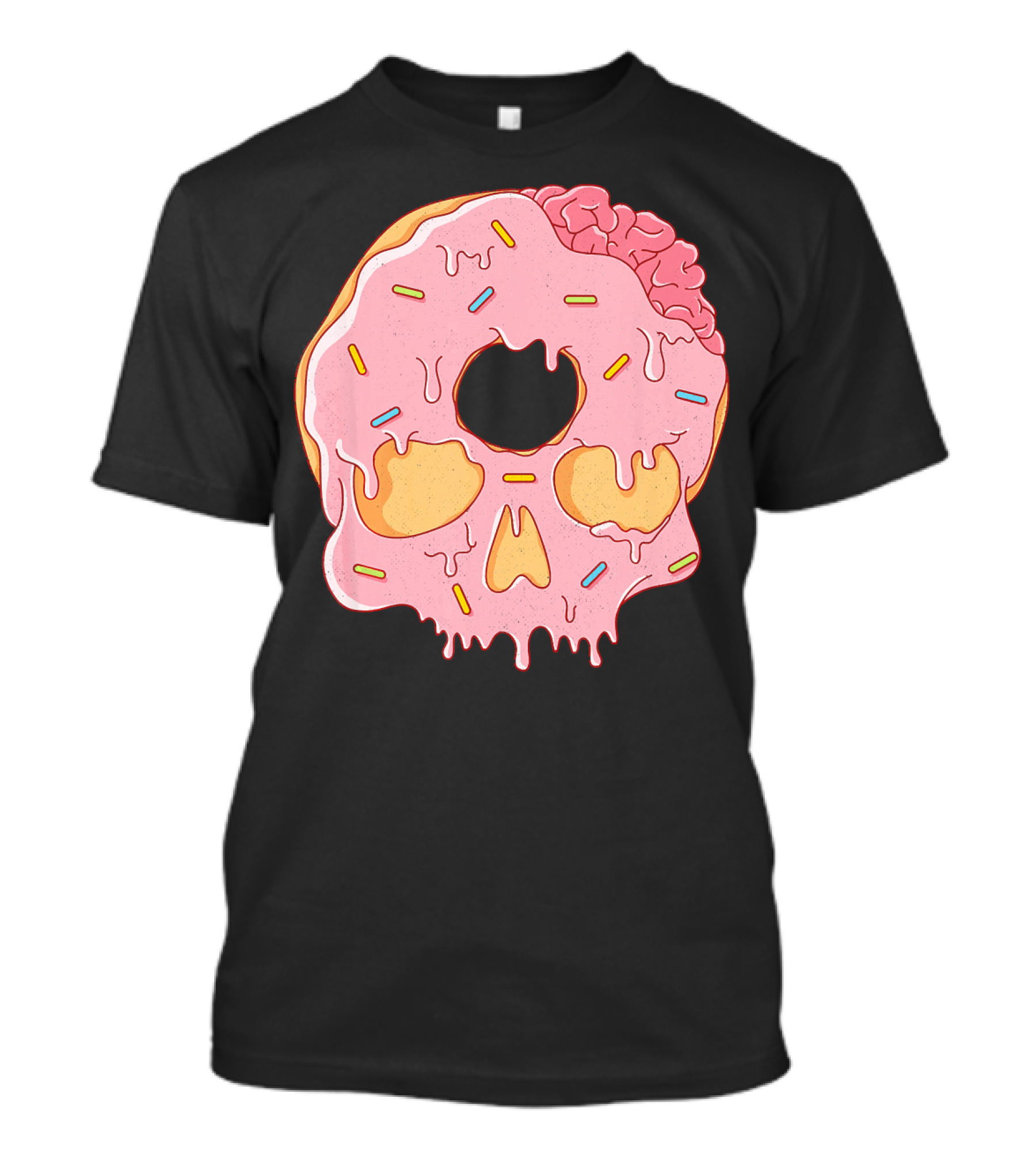 Donut Skull With Sprinkles And Brain Drip T-Shirt