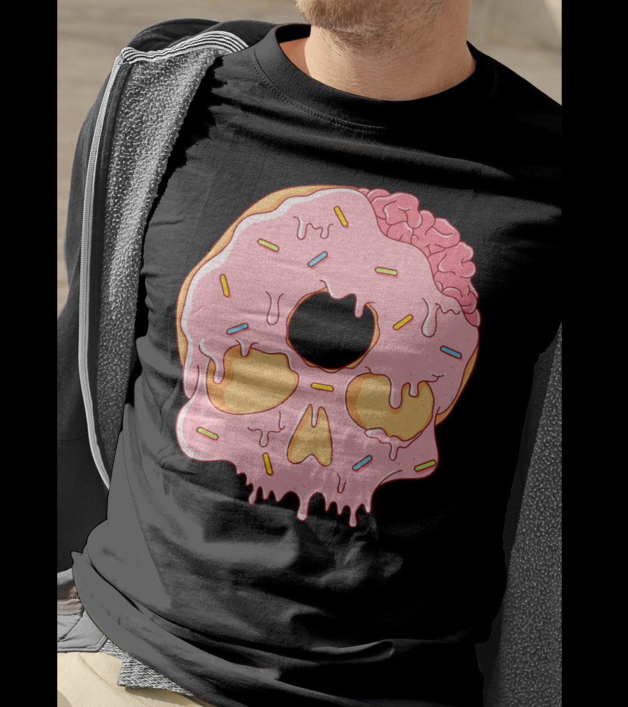 Donut Skull With Sprinkles And Brain Drip T-Shirt