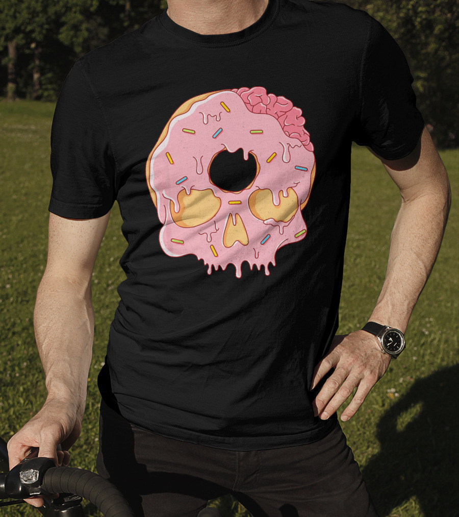 Donut Skull With Sprinkles And Brain Drip T-Shirt
