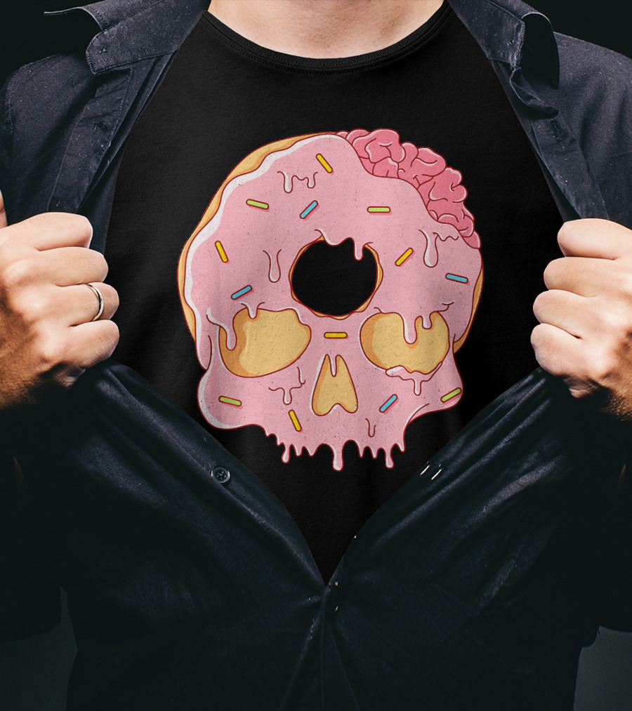 Donut Skull With Sprinkles And Brain Drip T-Shirt