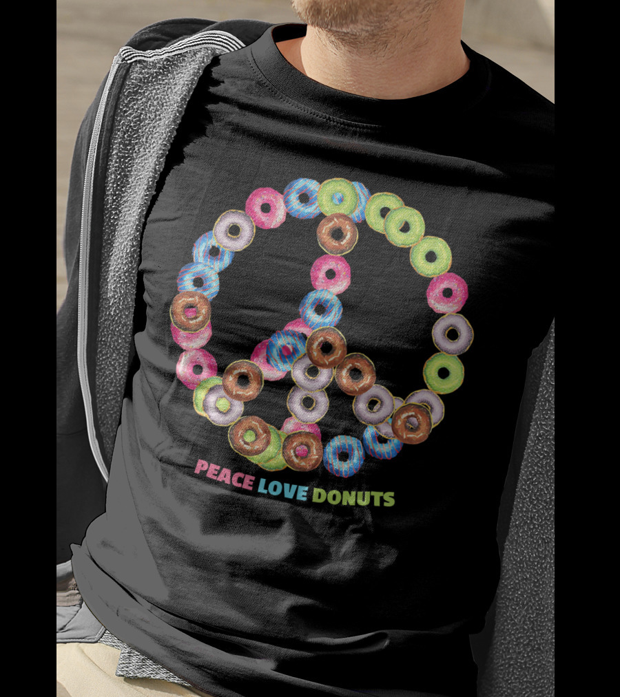 Peace Love Donuts For Bakers Pastry Doughnut Peace Sign T-Shirt