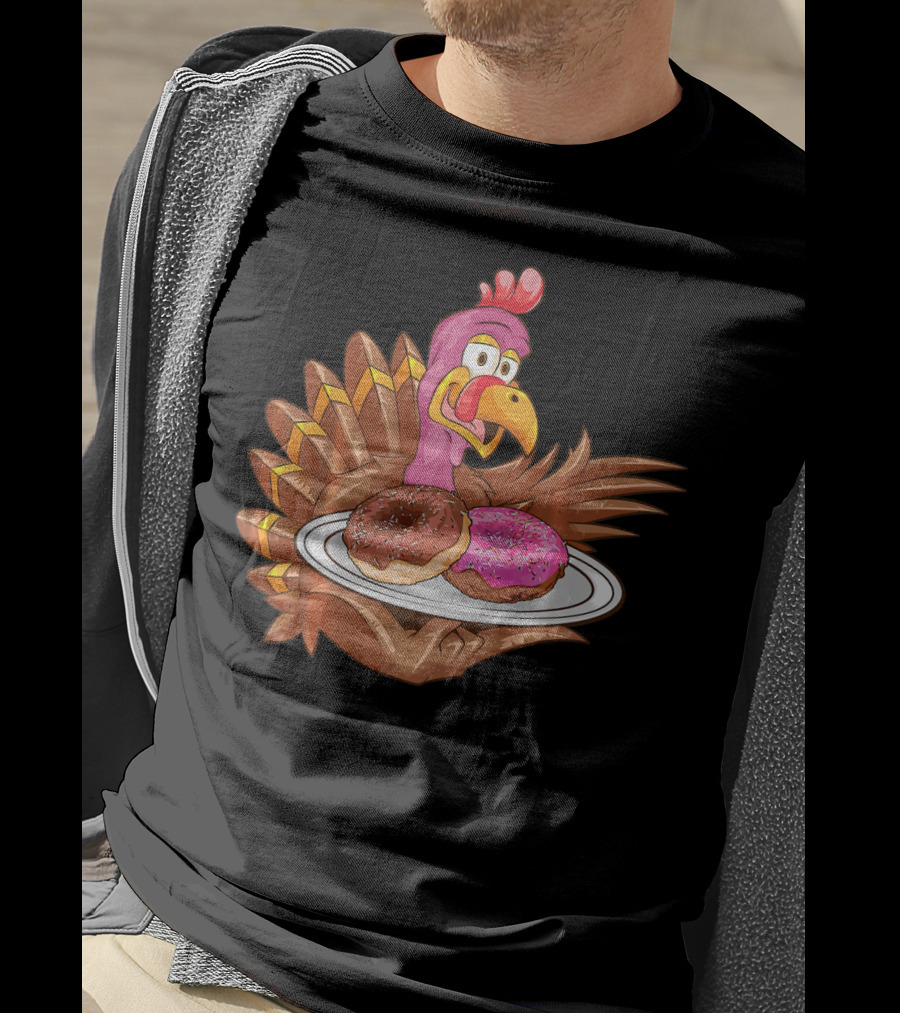 Cute Turkey Serving Donuts T-Shirt