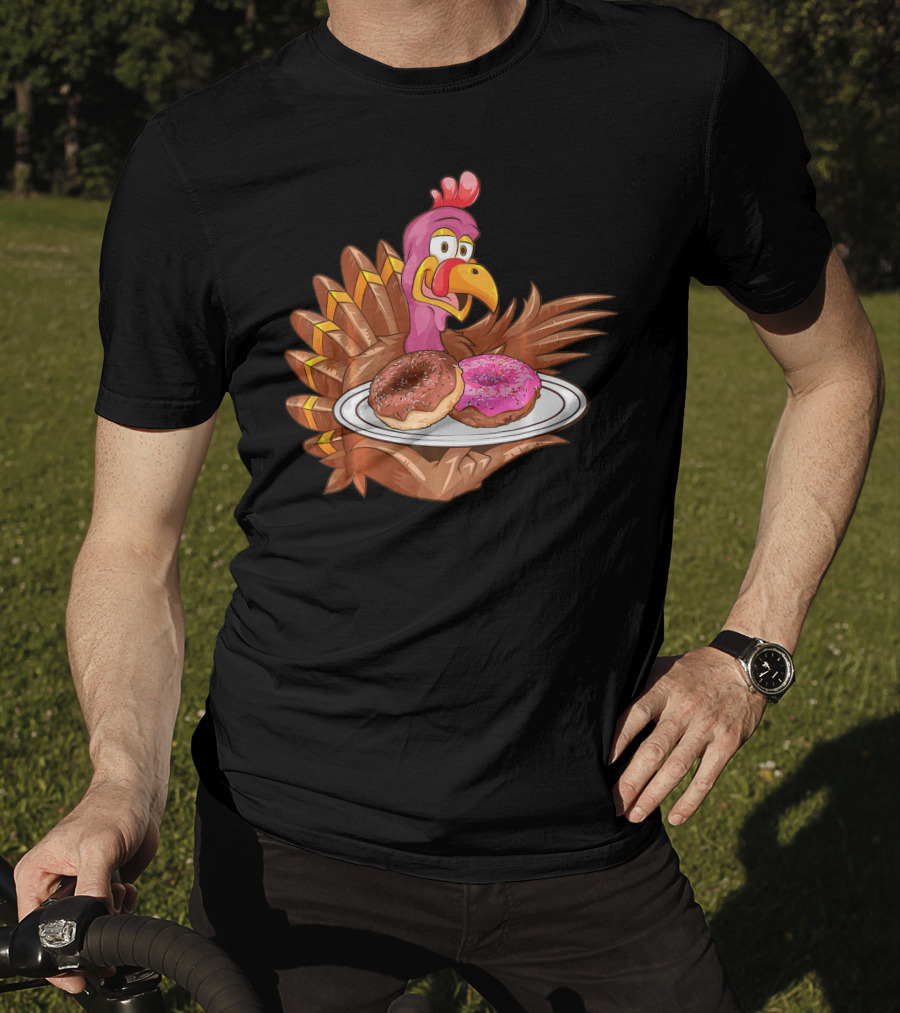 Cute Turkey Serving Donuts T-Shirt