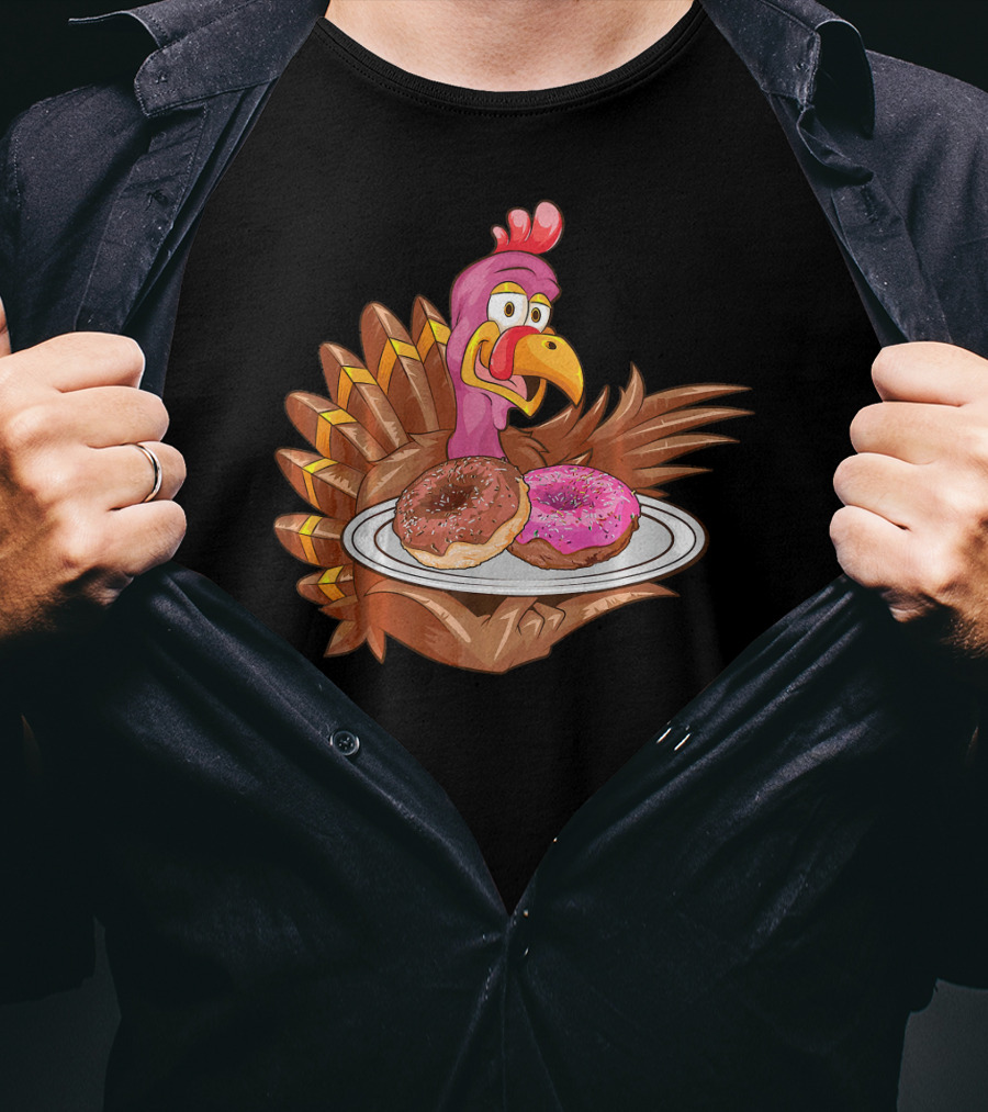 Cute Turkey Serving Donuts T-Shirt