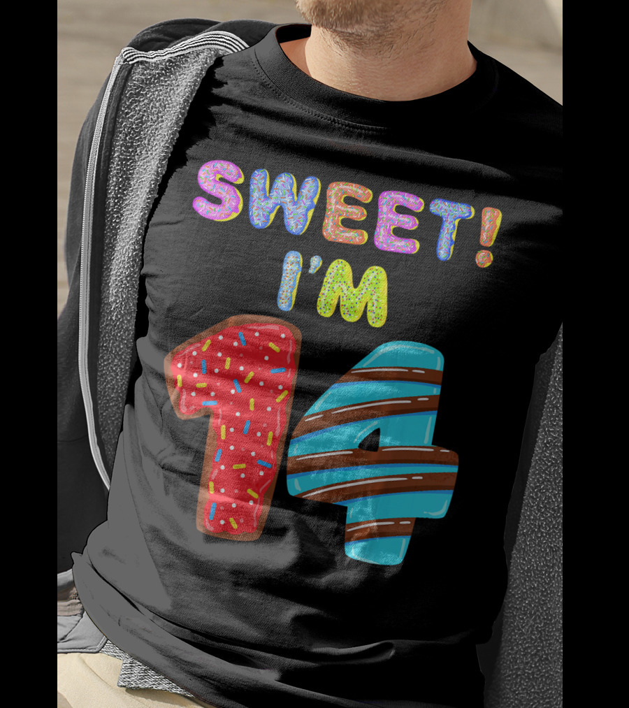Sweet I'm 14 Birthday Donut Sprinkles Fun T-Shirt