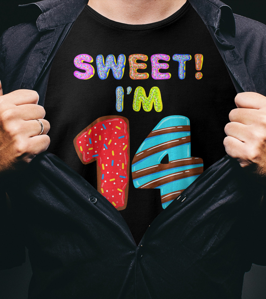 Sweet I'm 14 Birthday Donut Sprinkles Fun T-Shirt