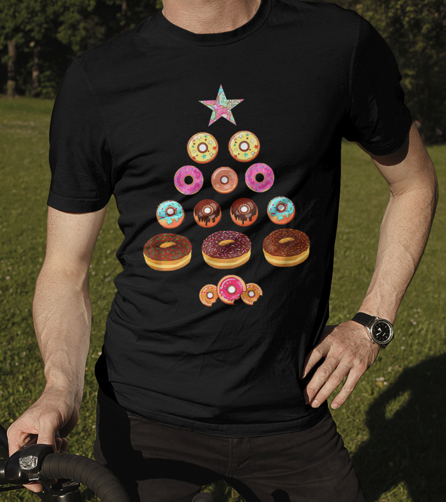 Christmas Donut Tree Star Pyramid T-Shirt