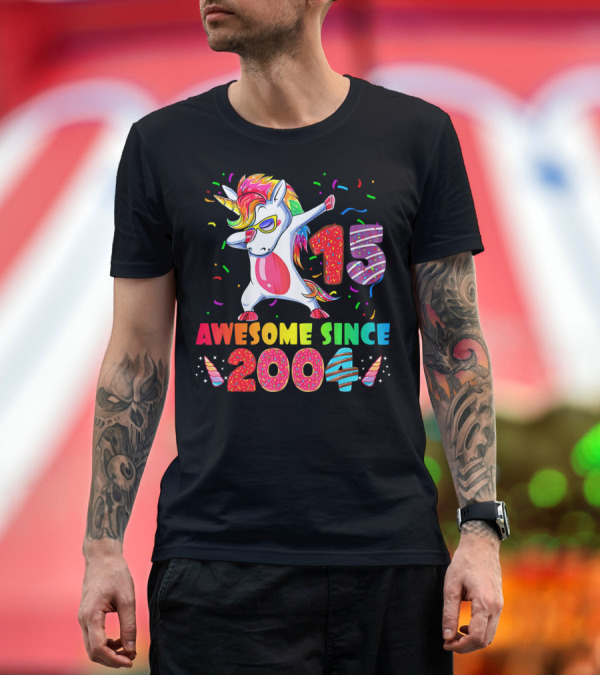 Premium T-Shirt: 15 Awesome Dabbing Unicorn Donut Birthday 2004 T-Shirt 15 Awesome Dabbing Unicorn Donut Birthday 2004 T-Shirt