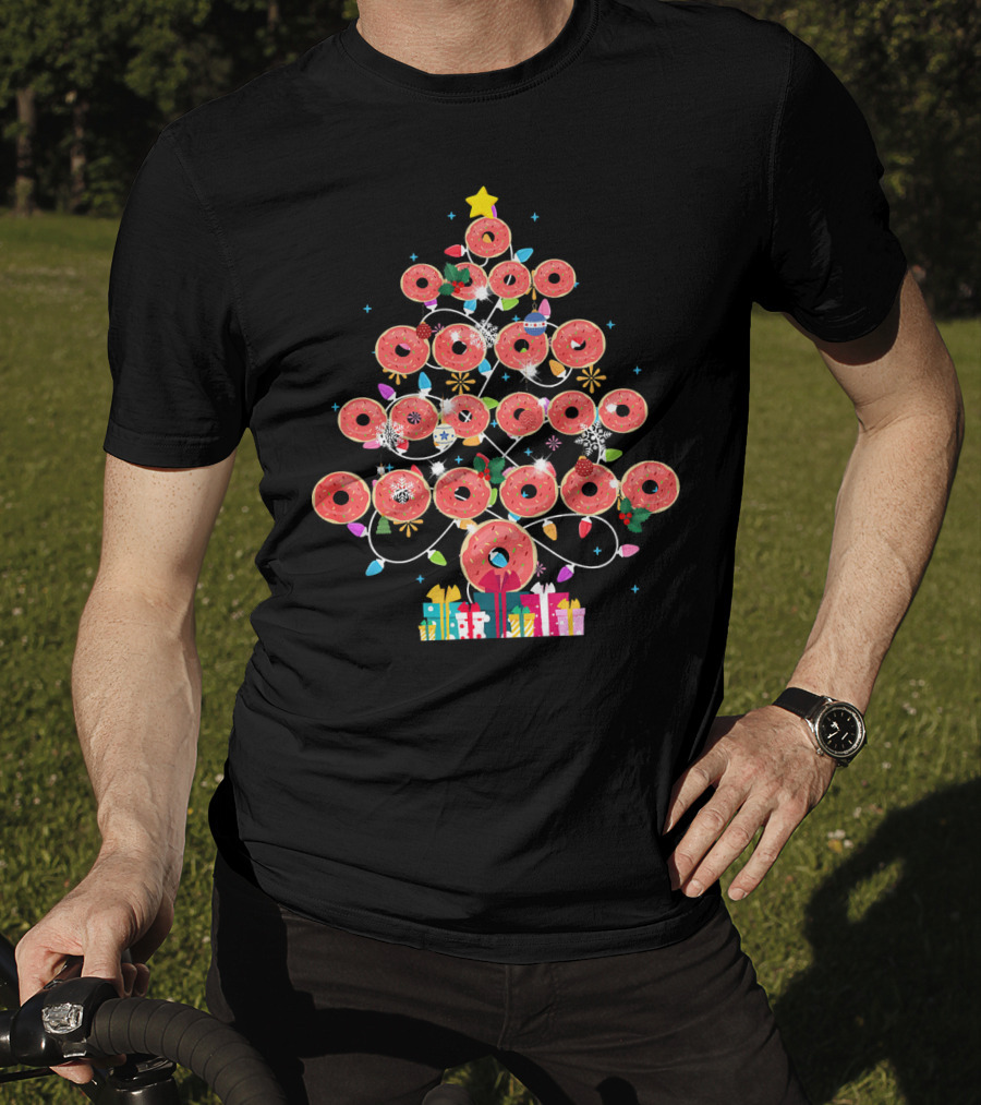 Donut Christmas Tree With Lights And Presents T-Shirt