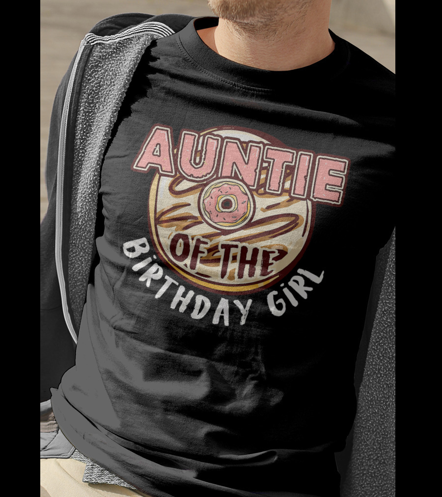 Auntie Of The Birthday Girl Donut Circular T-Shirt