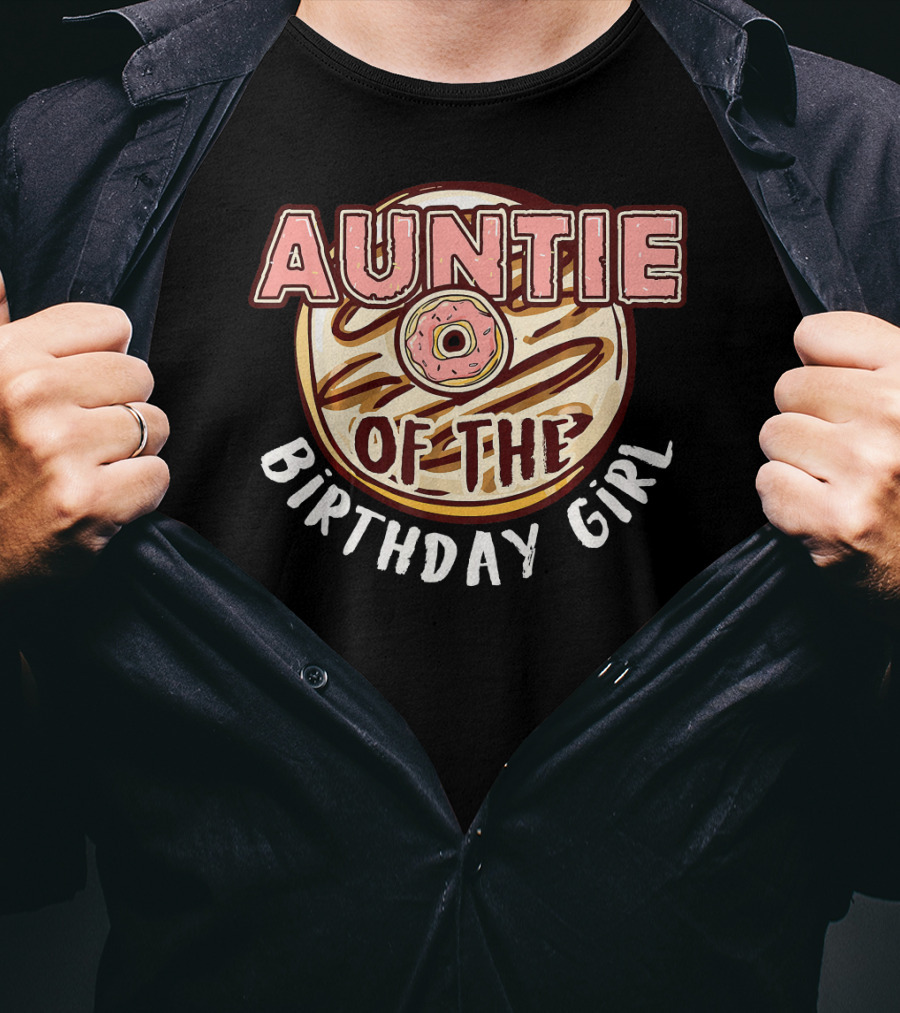 Auntie Of The Birthday Girl Donut Circular T-Shirt