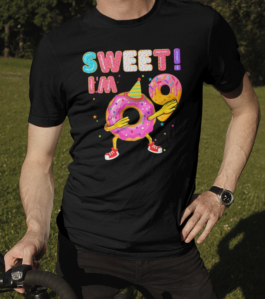Sweet I'm 9 Years Old Birthday Donut With Sprinkles And Party Hat T-Shirt