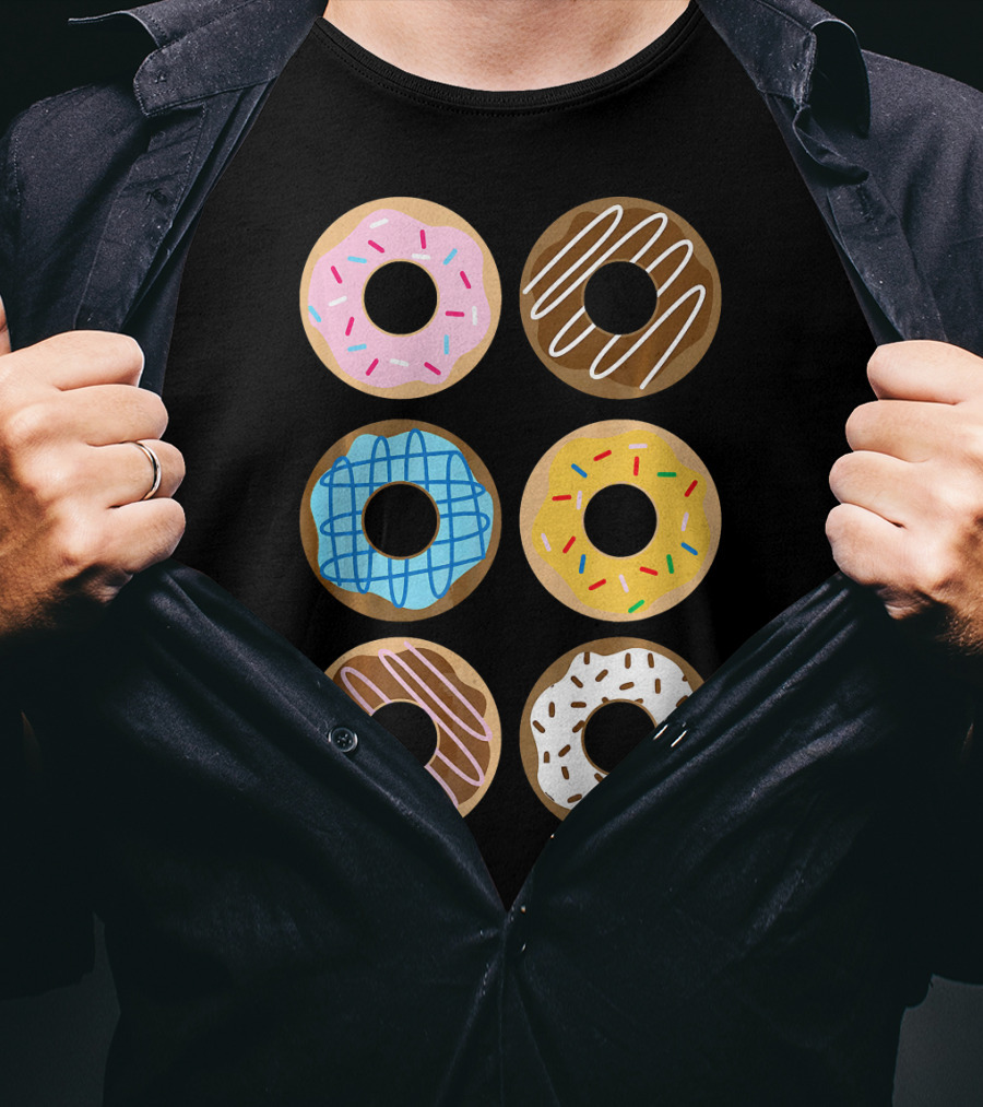 Cute Donut 6 Fun Sprinkled Doughnuts Delight T-Shirt