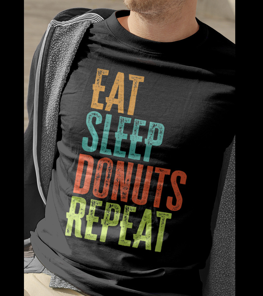 Eat Sleep Donuts Repeat Retro Coffee Dou T-Shirt