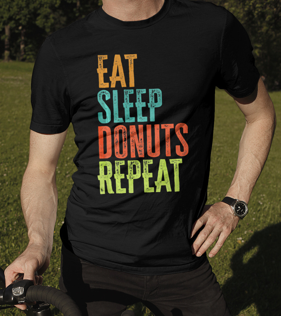 Eat Sleep Donuts Repeat Retro Coffee Dou T-Shirt