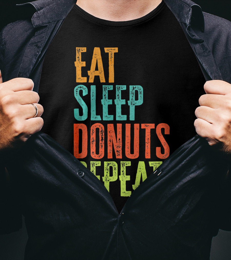 Eat Sleep Donuts Repeat Retro Coffee Dou T-Shirt