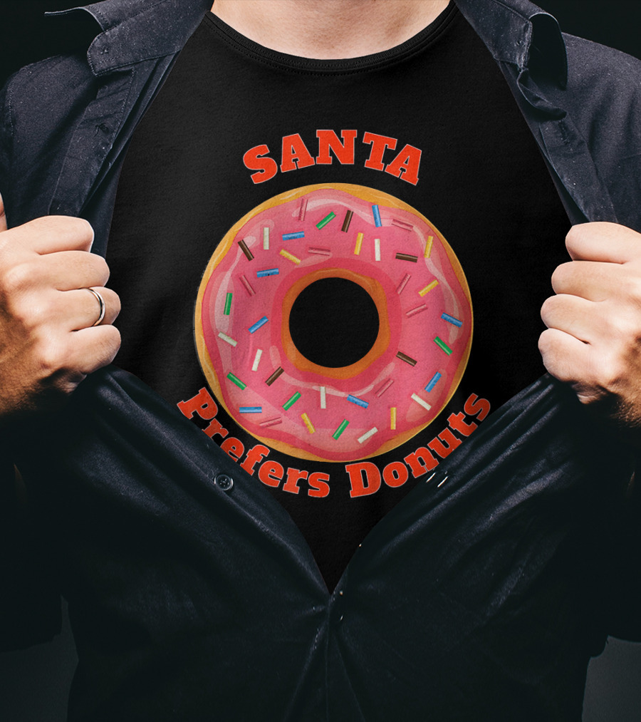 Santa Prefers Donuts Pink Sprinkled Delight T-Shirt