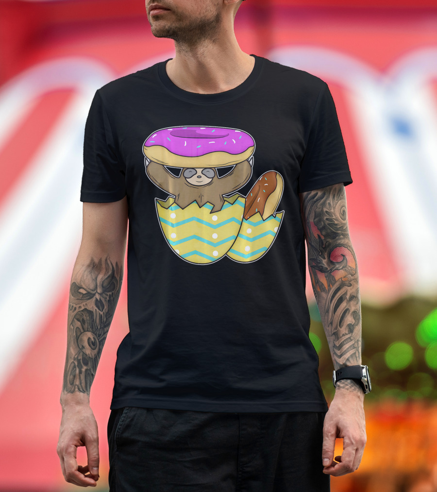 Sloth Easter Egg With Donut Hat T-Shirt