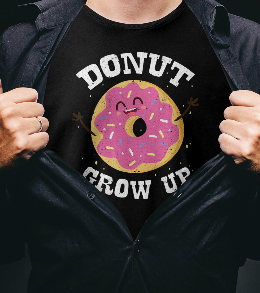 Donut Grow Up Cute Pink Frosted Dessert Foodie T-Shirt