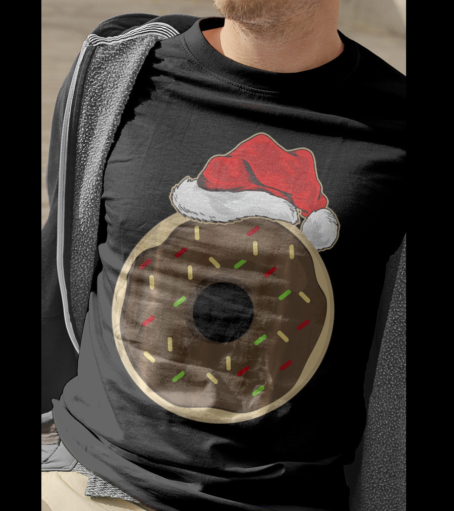 Santa Hat Donut Lover Christmas Treat T-Shirt
