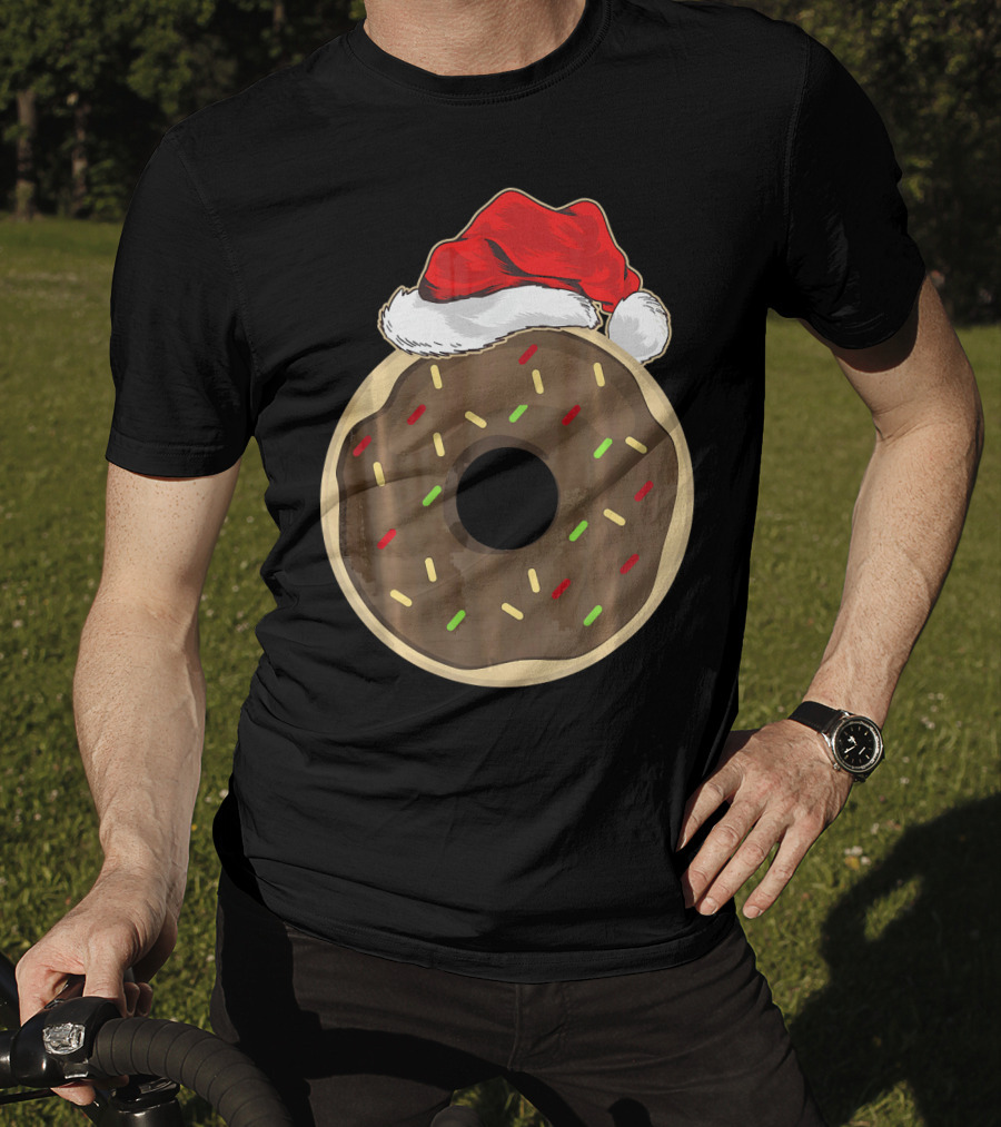 Santa Hat Donut Lover Christmas Treat T-Shirt