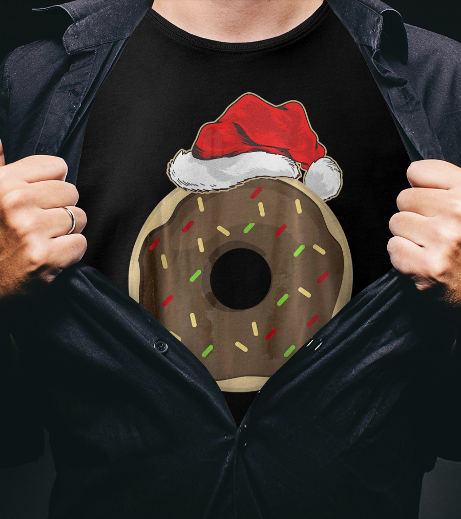 Santa Hat Donut Lover Christmas Treat T-Shirt