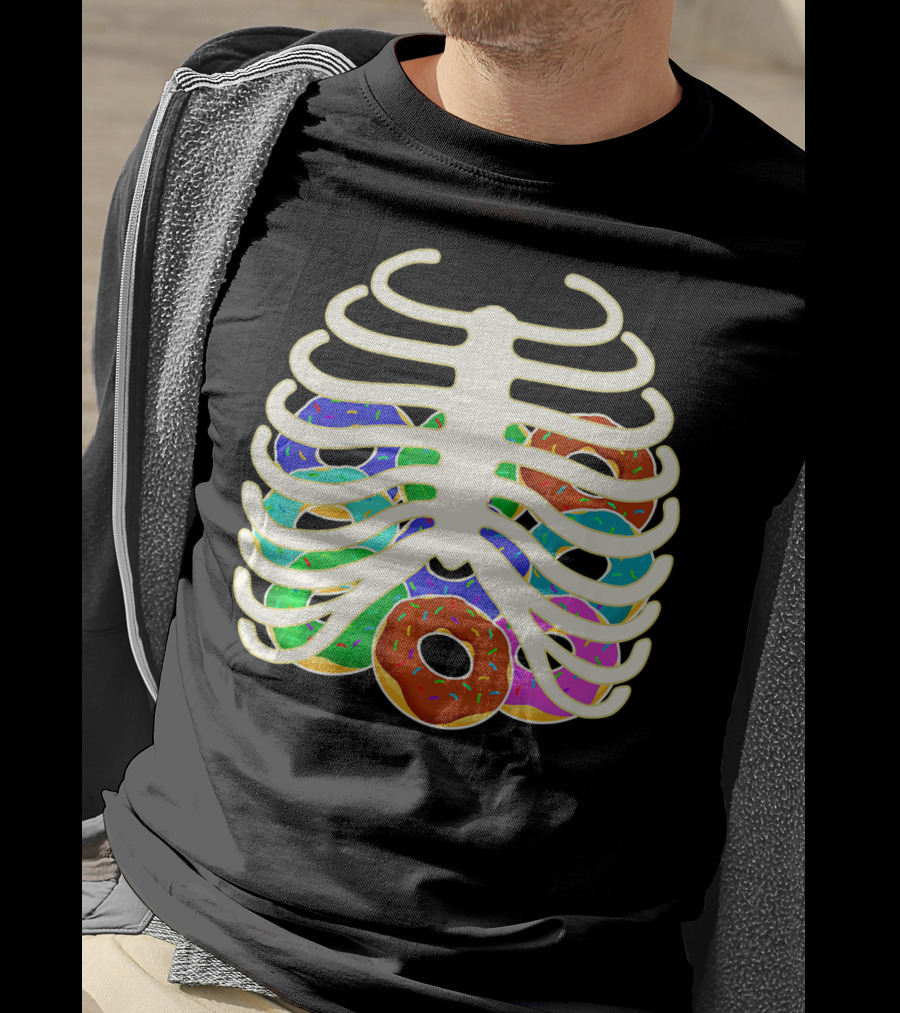 Halloween Food Costume Rib Cage Skeleton Donuts T-Shirt